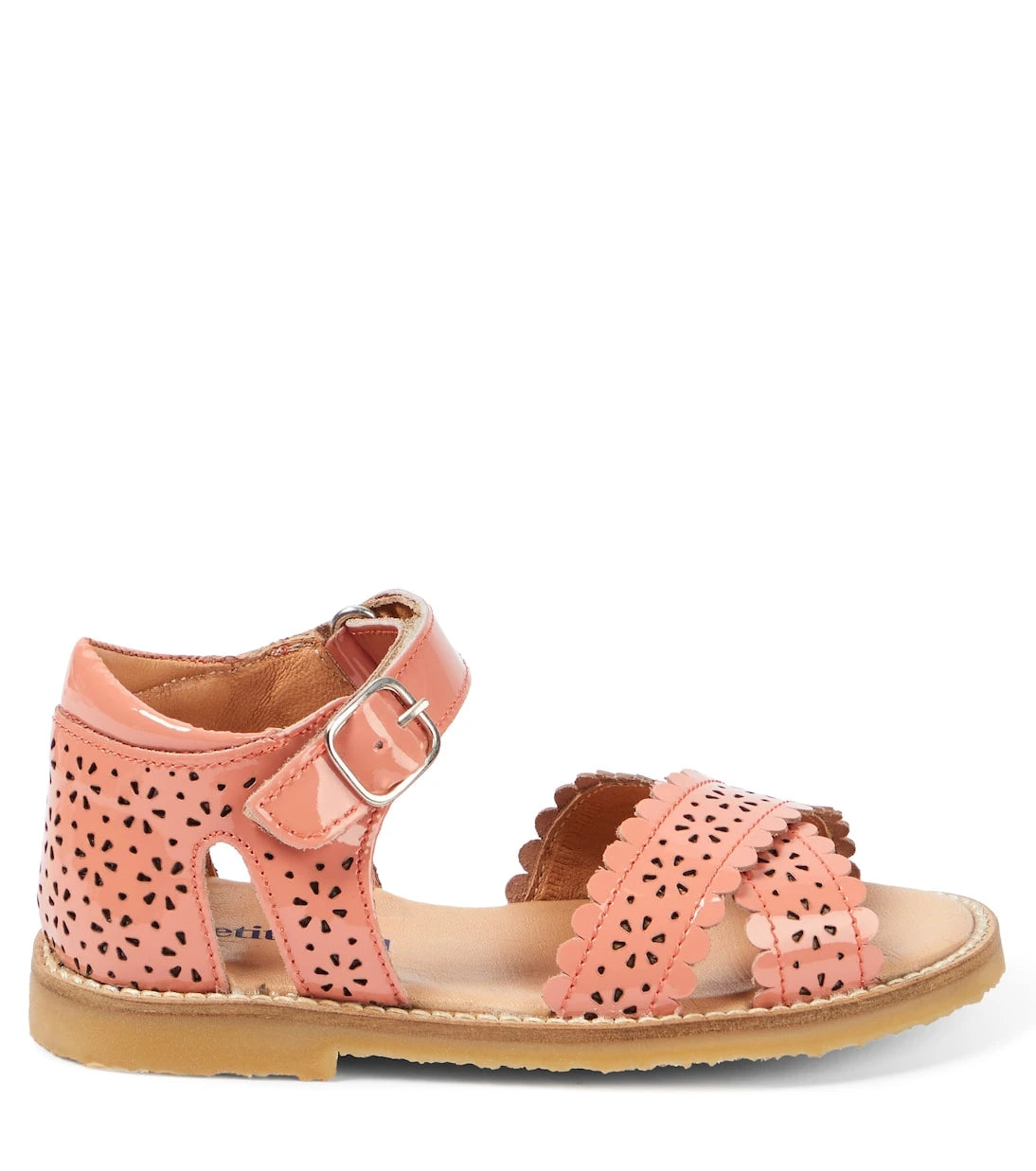 Petit Nord - Crossover Scallop Flower patent leather sandals