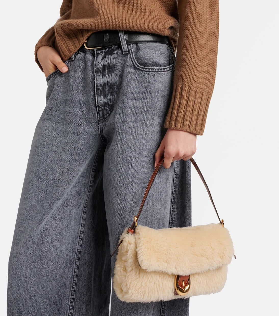 Staud - Harlow shearling shoulder bag