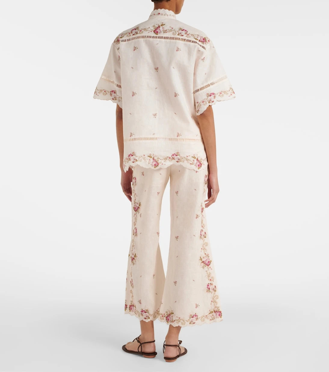 Zimmermann - بنطال Patience floral linen flares