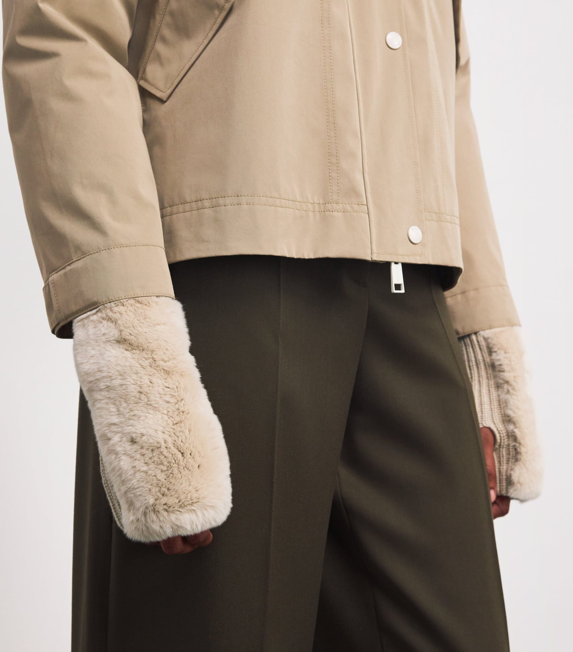 Yves Salomon Beige Rex Rabbit Mittens