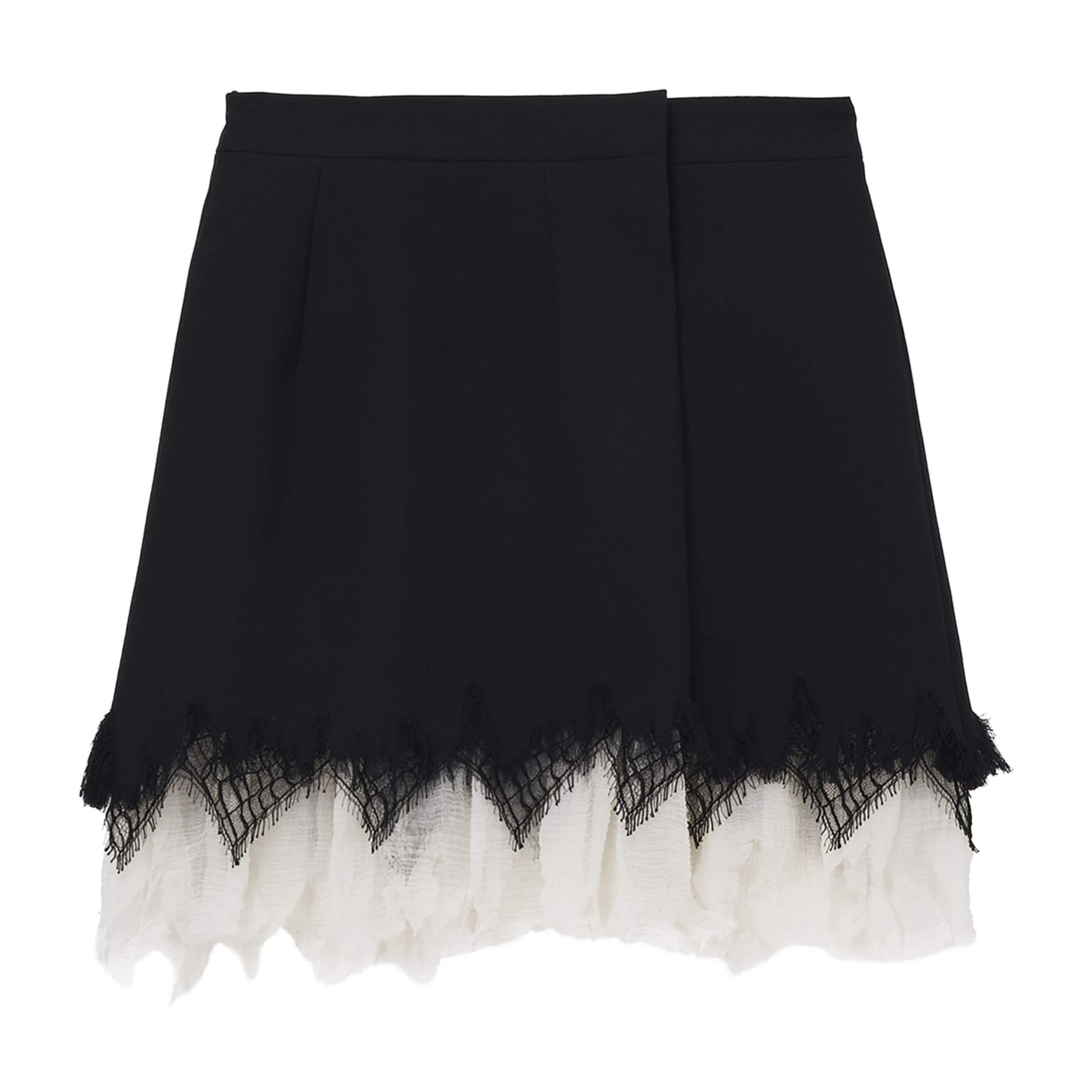 McQueen Black Wool-Lace Mini Skirt