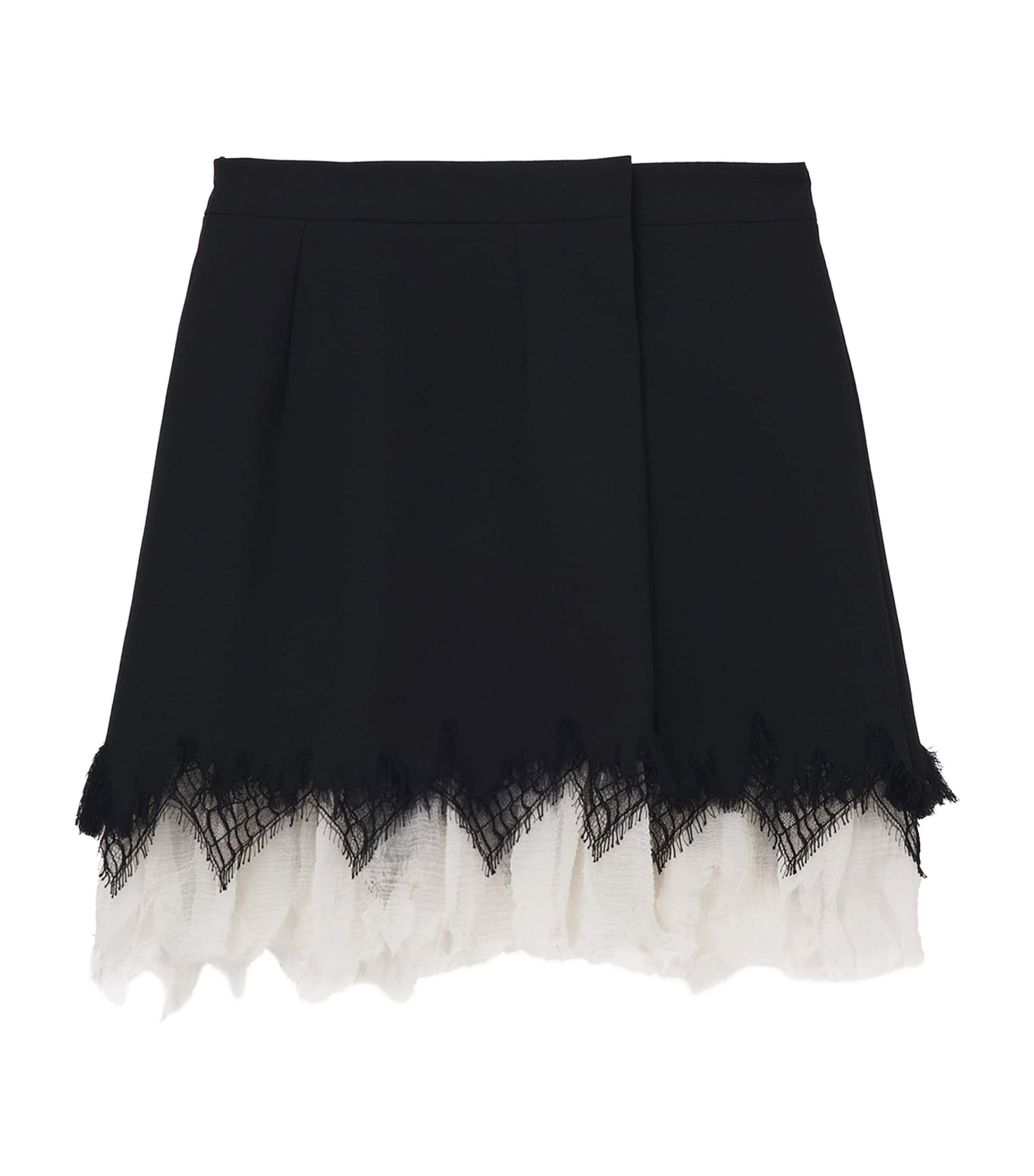 McQueen Black Wool-Lace Mini Skirt