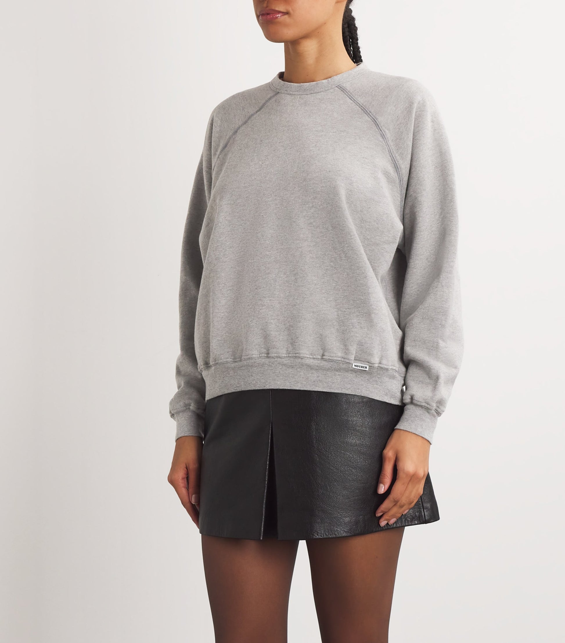 MOTHER Grey Cotton The Biggie Concert Sweatshirt