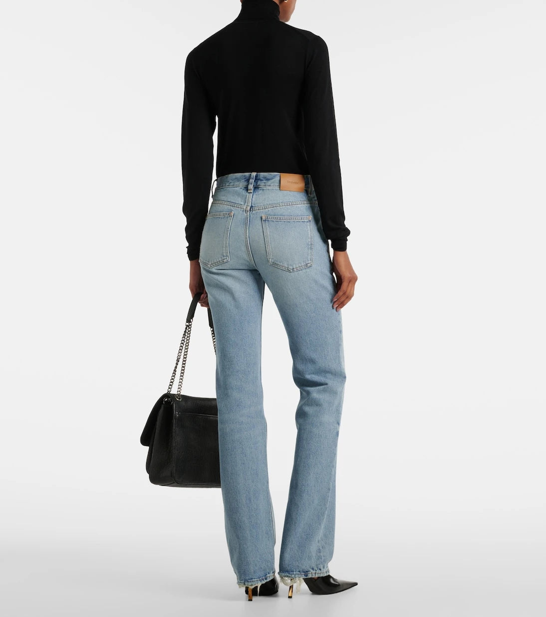 Saint Laurent - بنطلون جينز "نيكو" بقصة مستقيمة وخصرٍ عالٍ