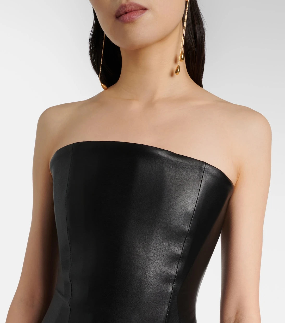 Alex Perry - Strapless leather midi dress