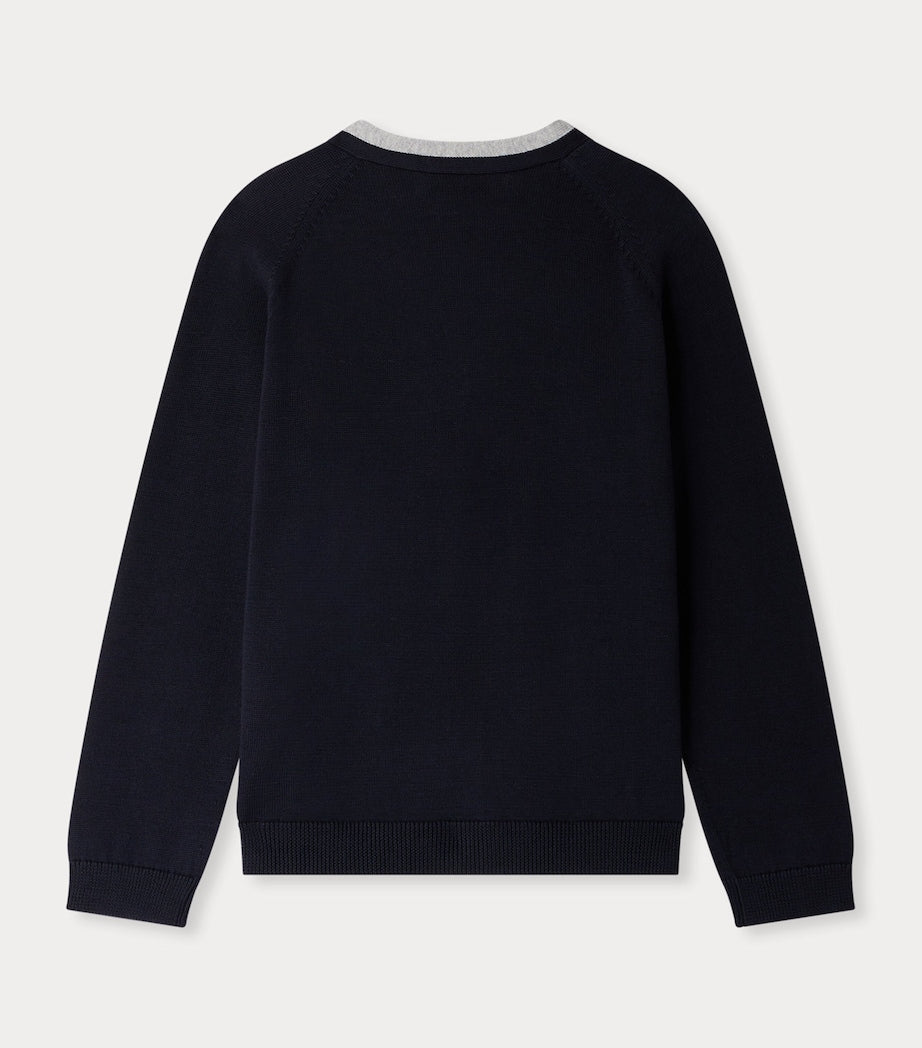 Bonpoint Cotton Contrast-Trim Cardigan (10-12 Years)