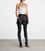 Balmain Black Lambskin Pleated Shorts
