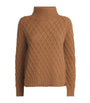 Beige Camel Hair Jacquard Rollneck Sweater