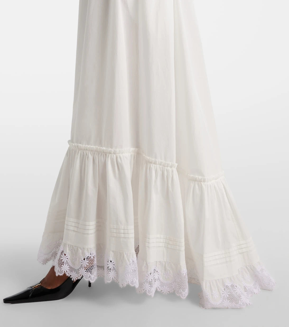 Saint Laurent - Embroidered cotton poplin maxi dress