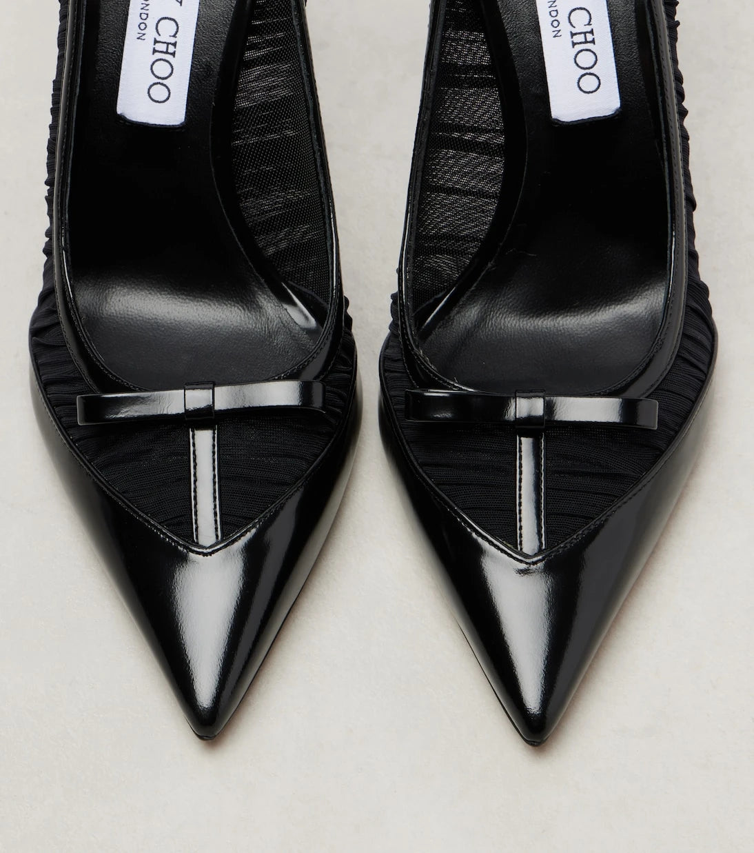 Jimmy Choo - حذاء بكعب Love 100 شبكي مزين بالجلد