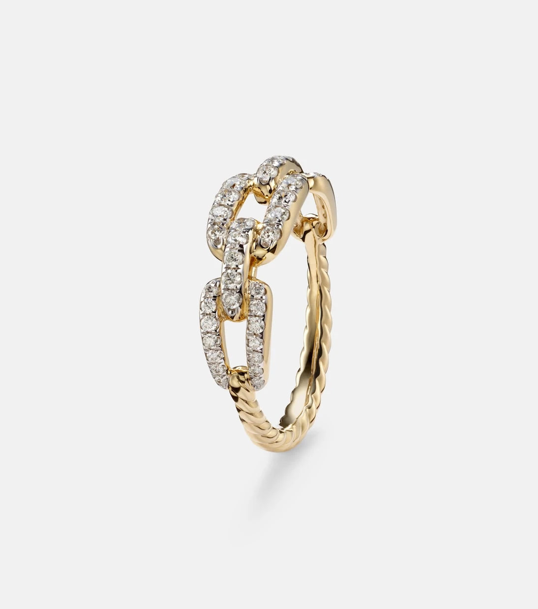 David Yurman - Stax Chain Link 18kt gold ring with diamonds