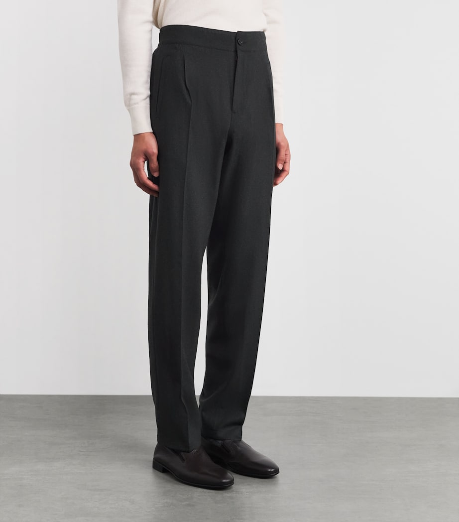 Isaia Wool-Blend Pleated Trousers