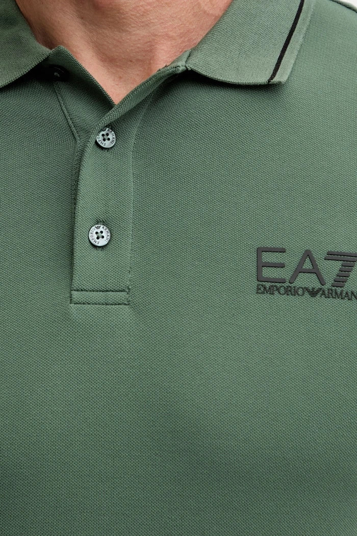 EA7 Emporio Armani erkek pamuklu elastan yakalı tişört