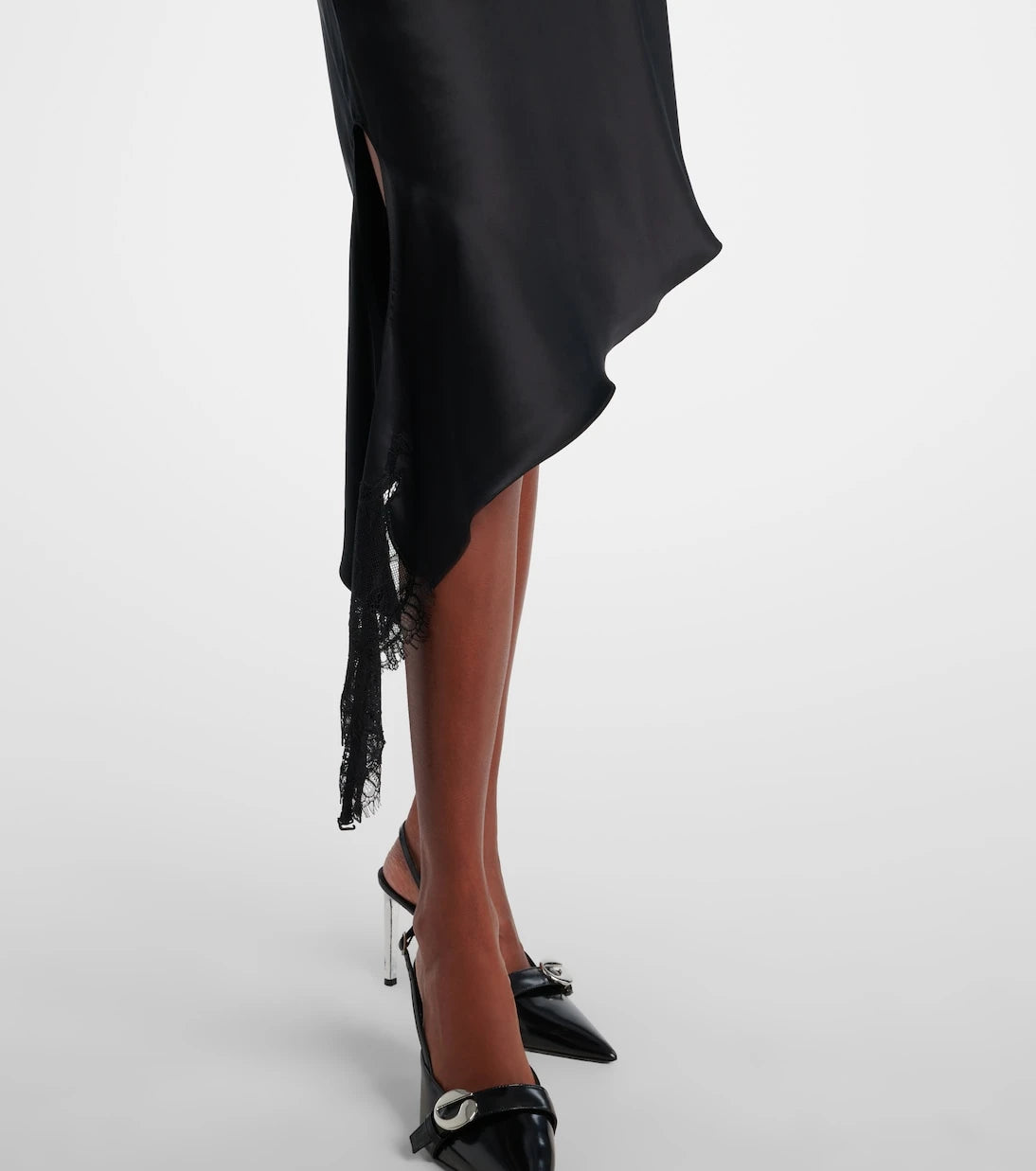 Courrèges - Undressed lace-trimmed satin minidress