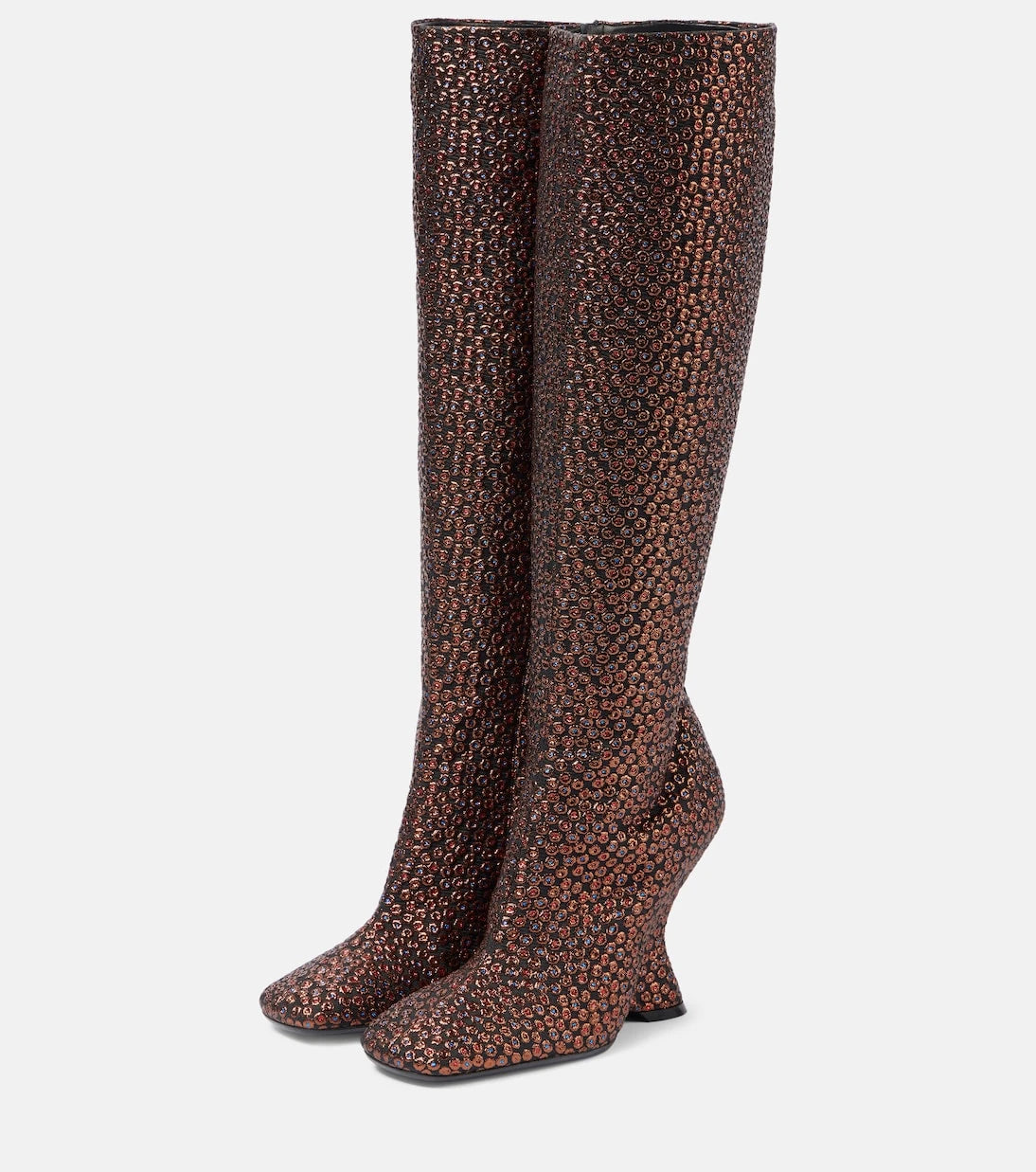 Dries Van Noten - 105 glitter wedge knee-high boots