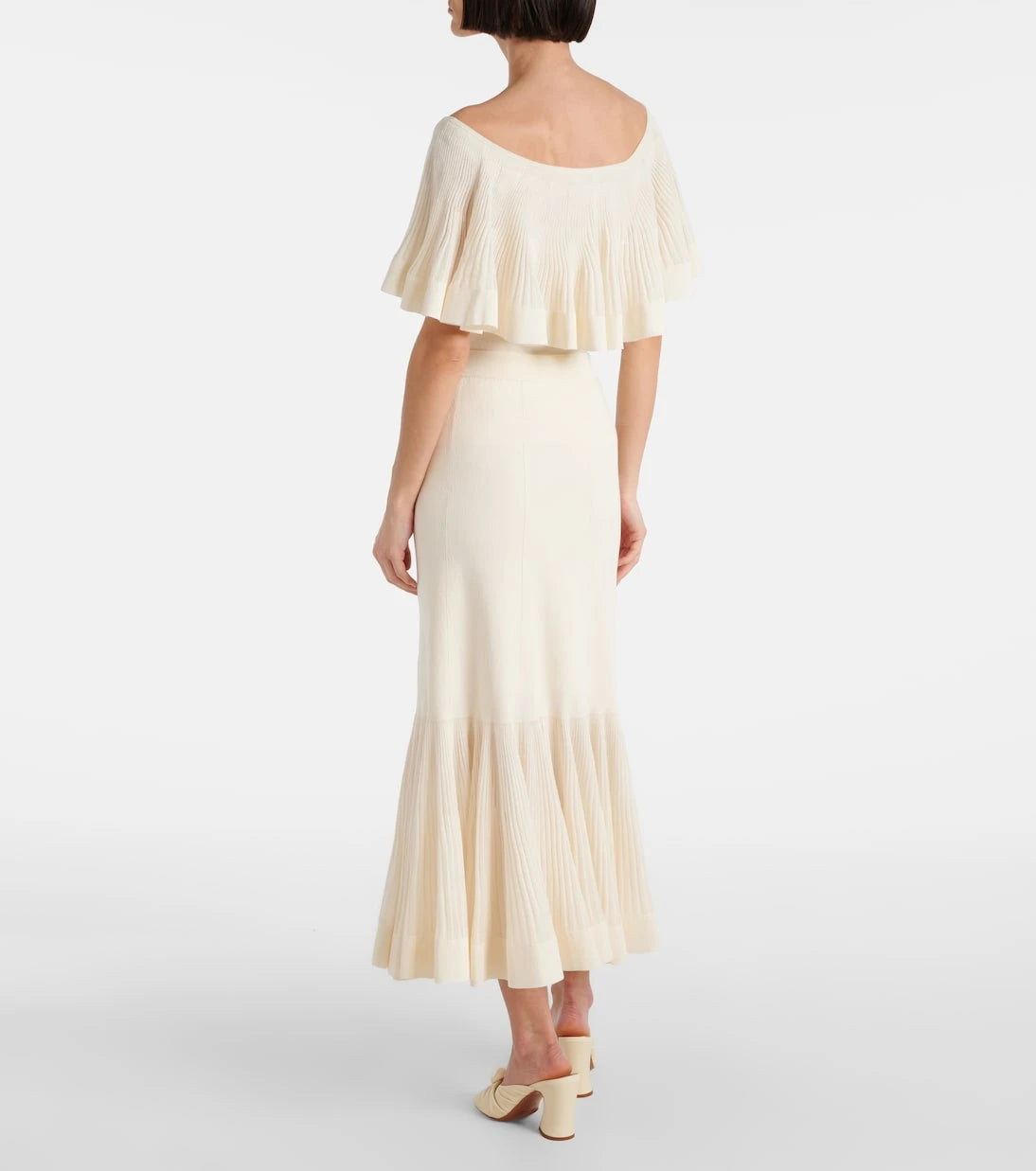 Zimmermann - Illuminate pleated ribbed-knit midi skirt