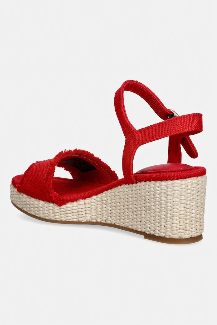Tommy Hilfiger Topuklu Wedge Platform Sandalet MID WOVEN WEDGE ESPAD FRINGE