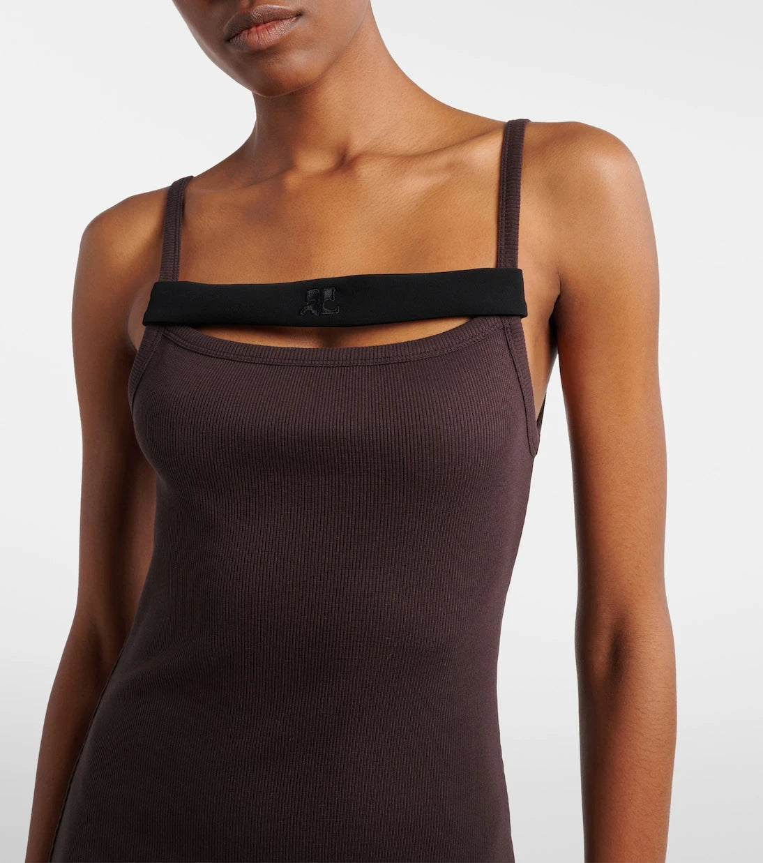 Courrèges - Ribbed-knit cotton jersey midi dress