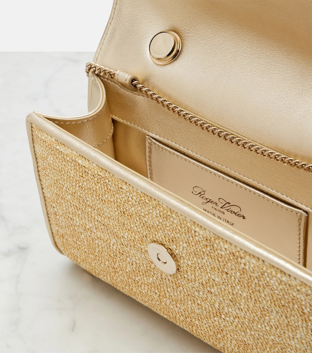 Roger Vivier - Jewel Efflorescence Mini straw tote bag