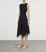 McQueen Black Lace-Trim Asymmetric Midi Dress