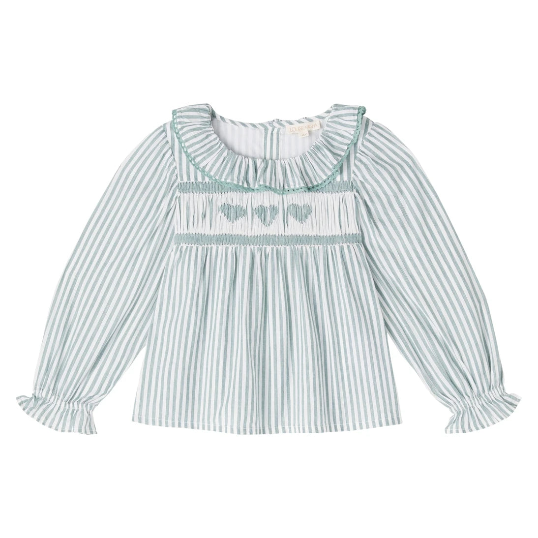 Louise Misha - Antonella smocked striped cotton blouse