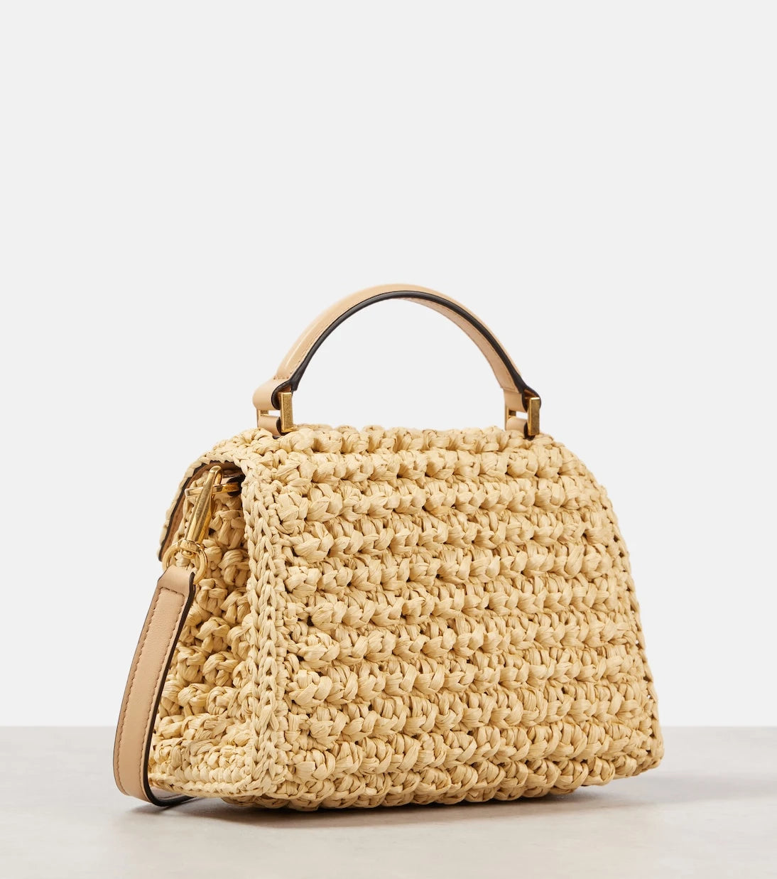Valentino Garavani - VSling Mini raffia-effect tote bag