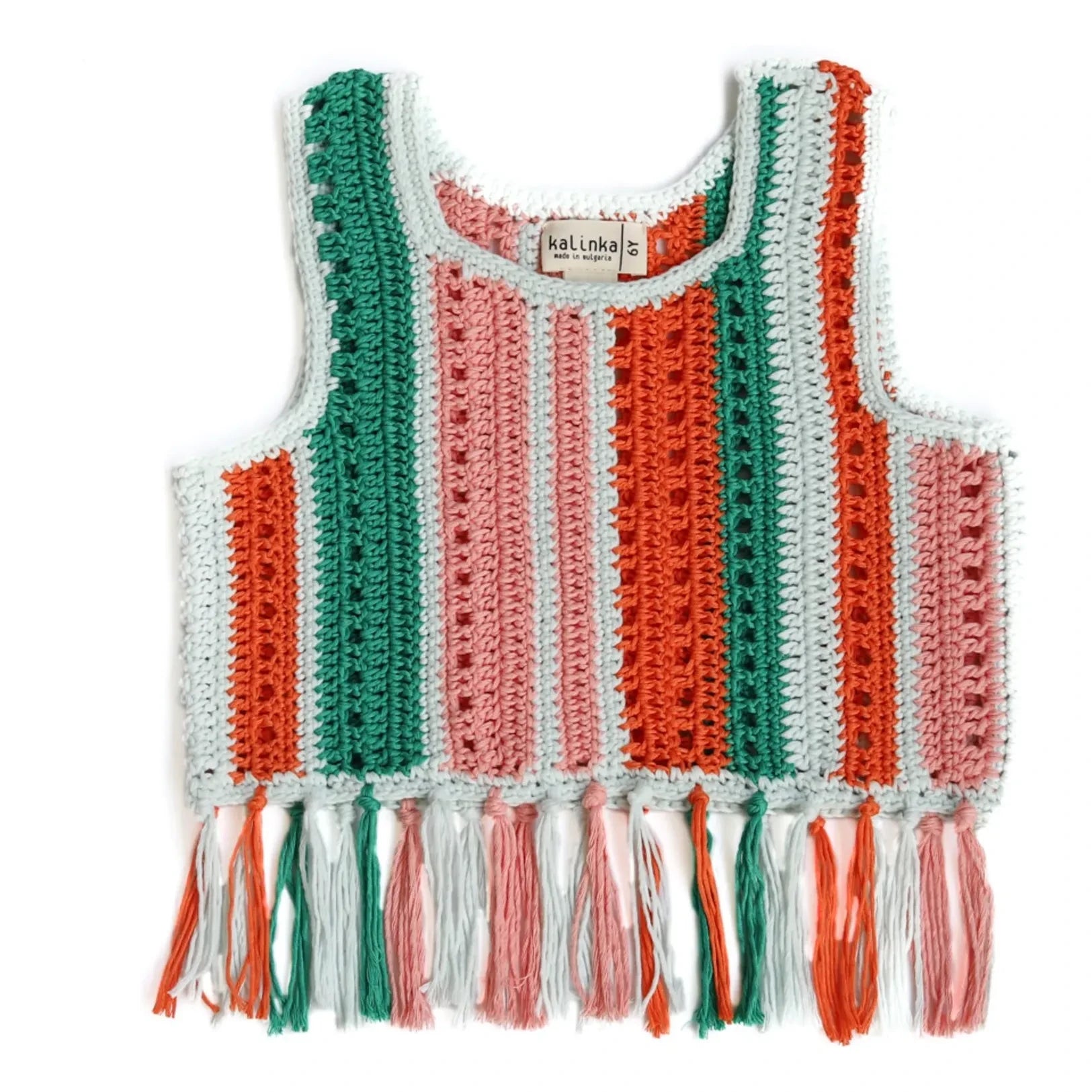 Kalinka - Etna Crochet Fringe Top | Green