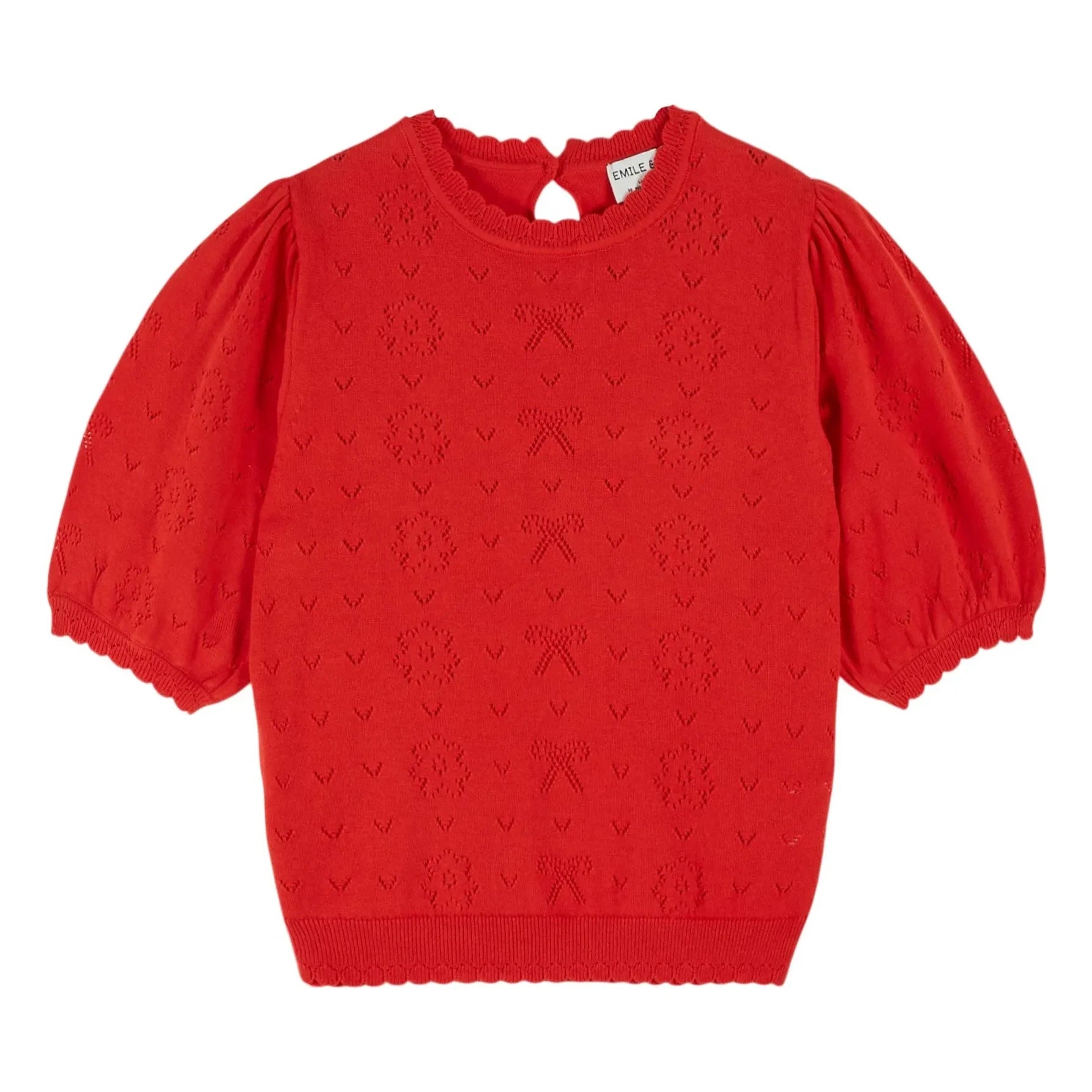 Emile et Ida - Organic Cotton Knotted Openwork Sweater | Poppy