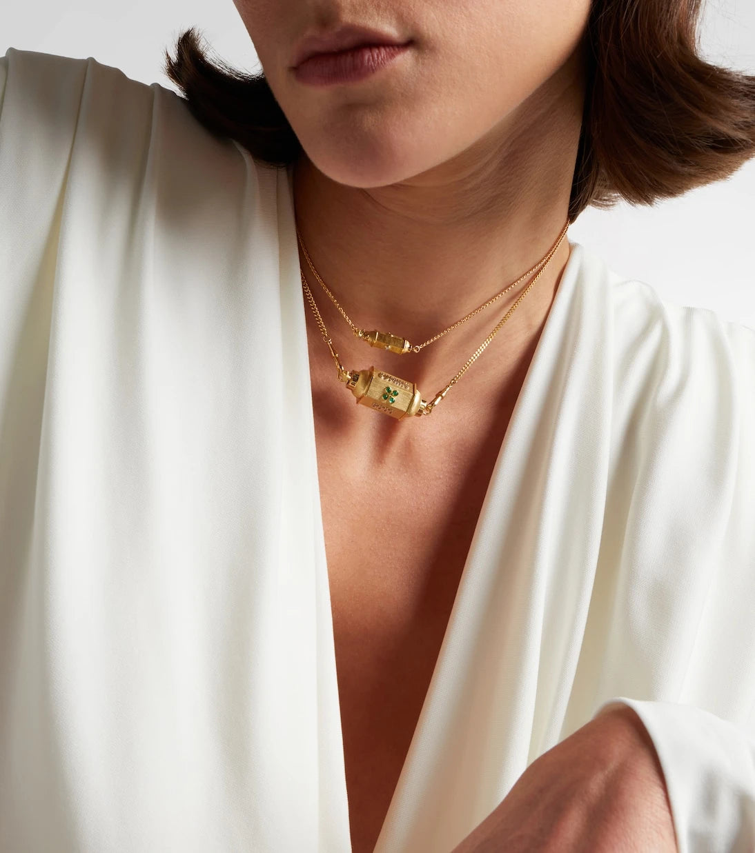 Marie Lichtenberg - Coco Micro 18kt gold locket necklace with diamonds