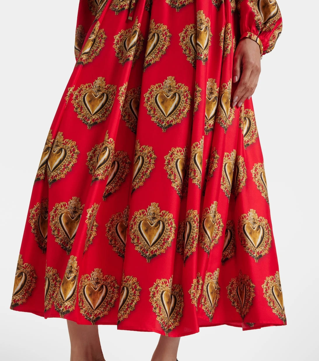 Dolce&Gabbana - تنورة طويلة من الساتان الحريري المطبوع