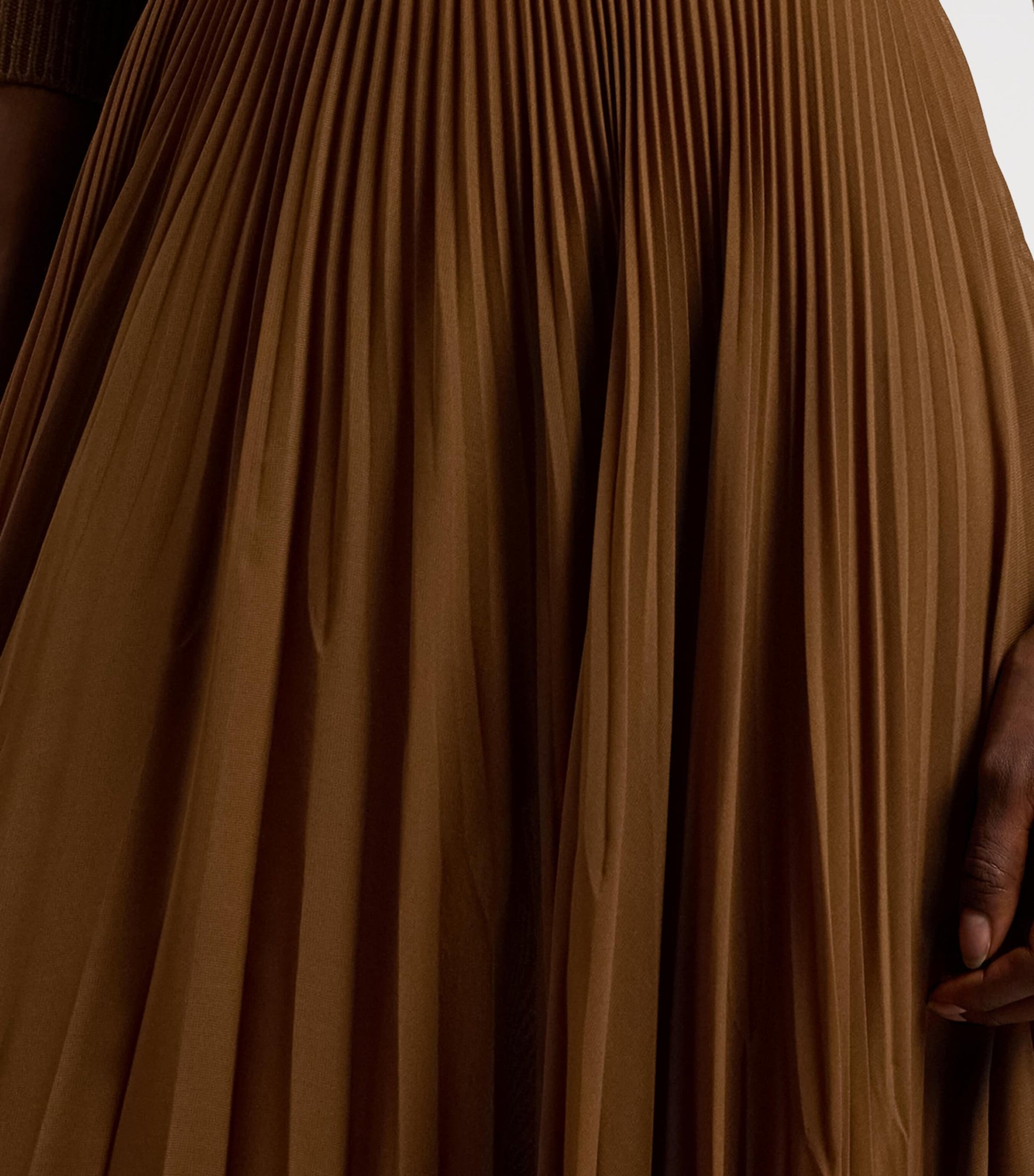 Ralph Lauren Collection Brown Chiffon Pleated Marsha Maxi Skirt