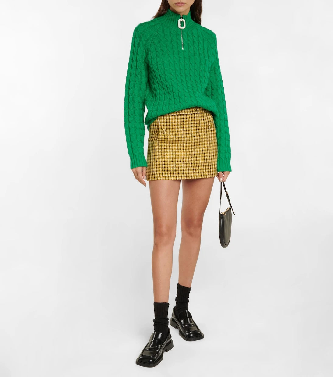 Plan C - Houndstooth checked wool miniskirt