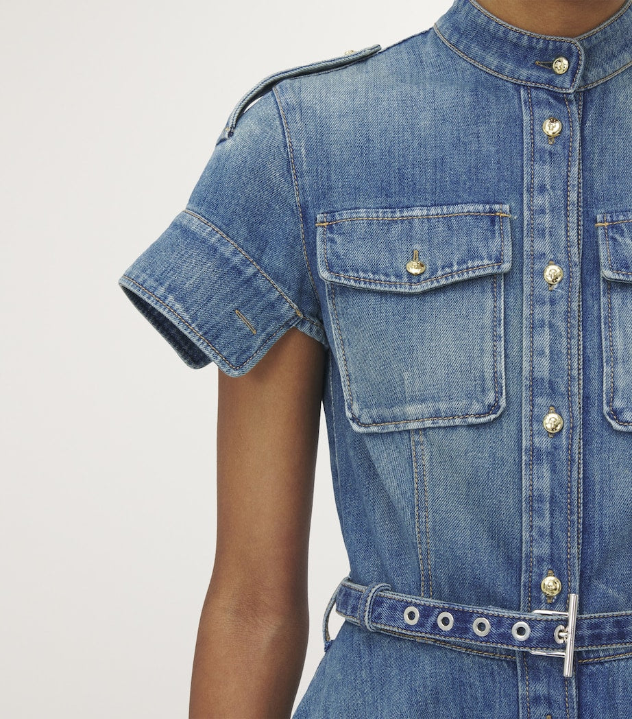 McQueen Blue Stonewashed Denim Mini Dress