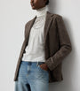 Ralph Lauren Collection Brown Wool Tick-Weave Jersey Hailey Blazer