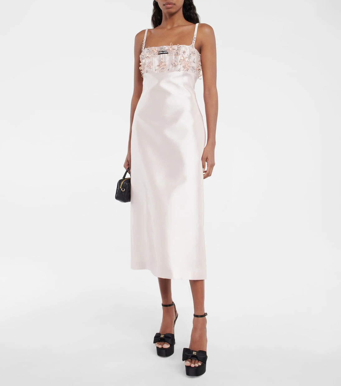 Miu Miu - Embellished silk and wool midi dress