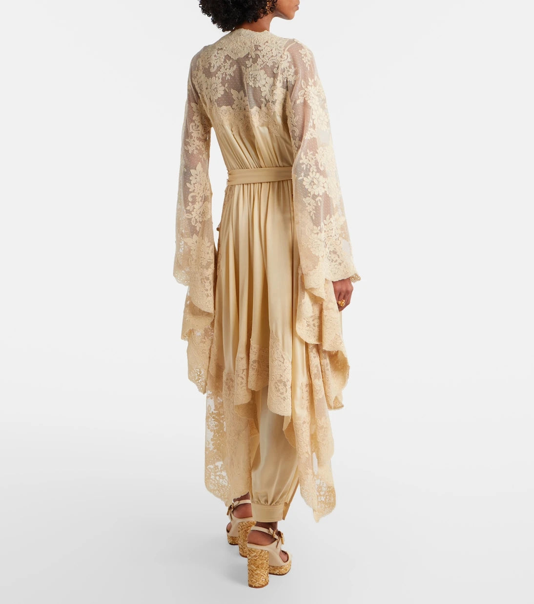 Zimmermann - Como lace-trimmed draped silk midi dress