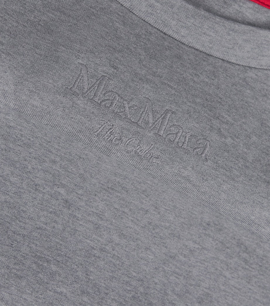 Max Mara Grey Cotton Jersey Logo T-Shirt