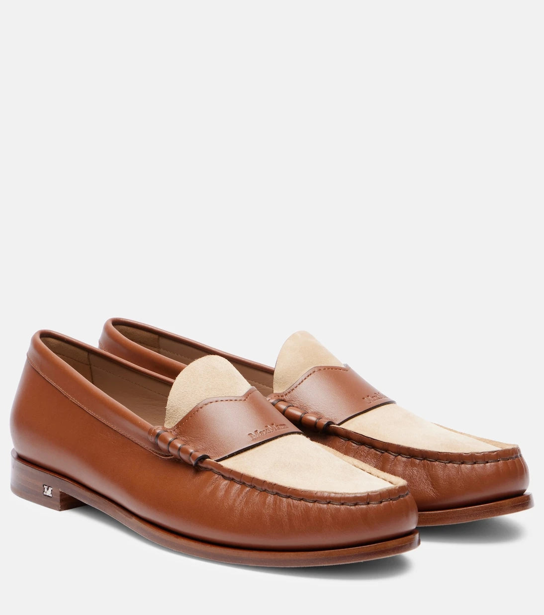 Max Mara - Logo leather and suede mocassins