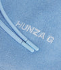 Hunza G Blue Cotton Terry Towelling Hoodie
