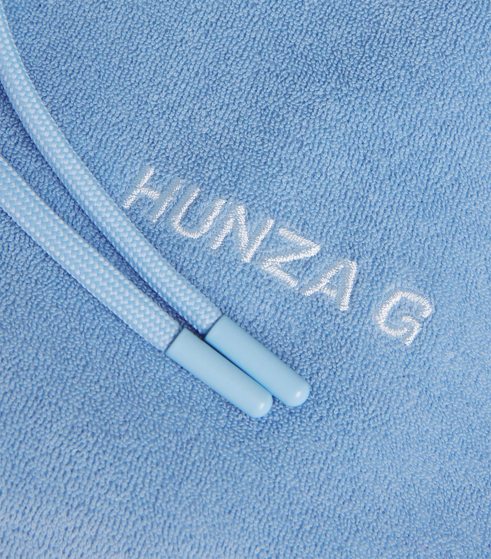 Hunza G Blue Cotton Terry Towelling Hoodie