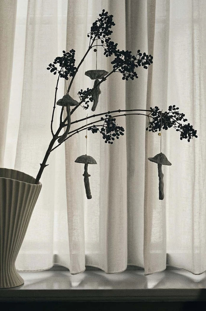 ferm LIVING Mushroom Ornaments Noel Süsleri Seti (4 Parça)