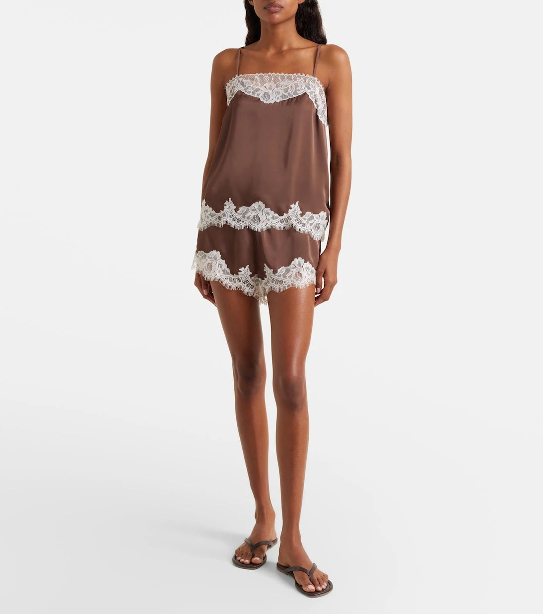 Faithfull - Lace-trimmed satin top