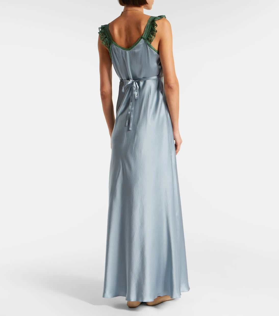 Chloé - Lace-trimmed silk satin maxi dress