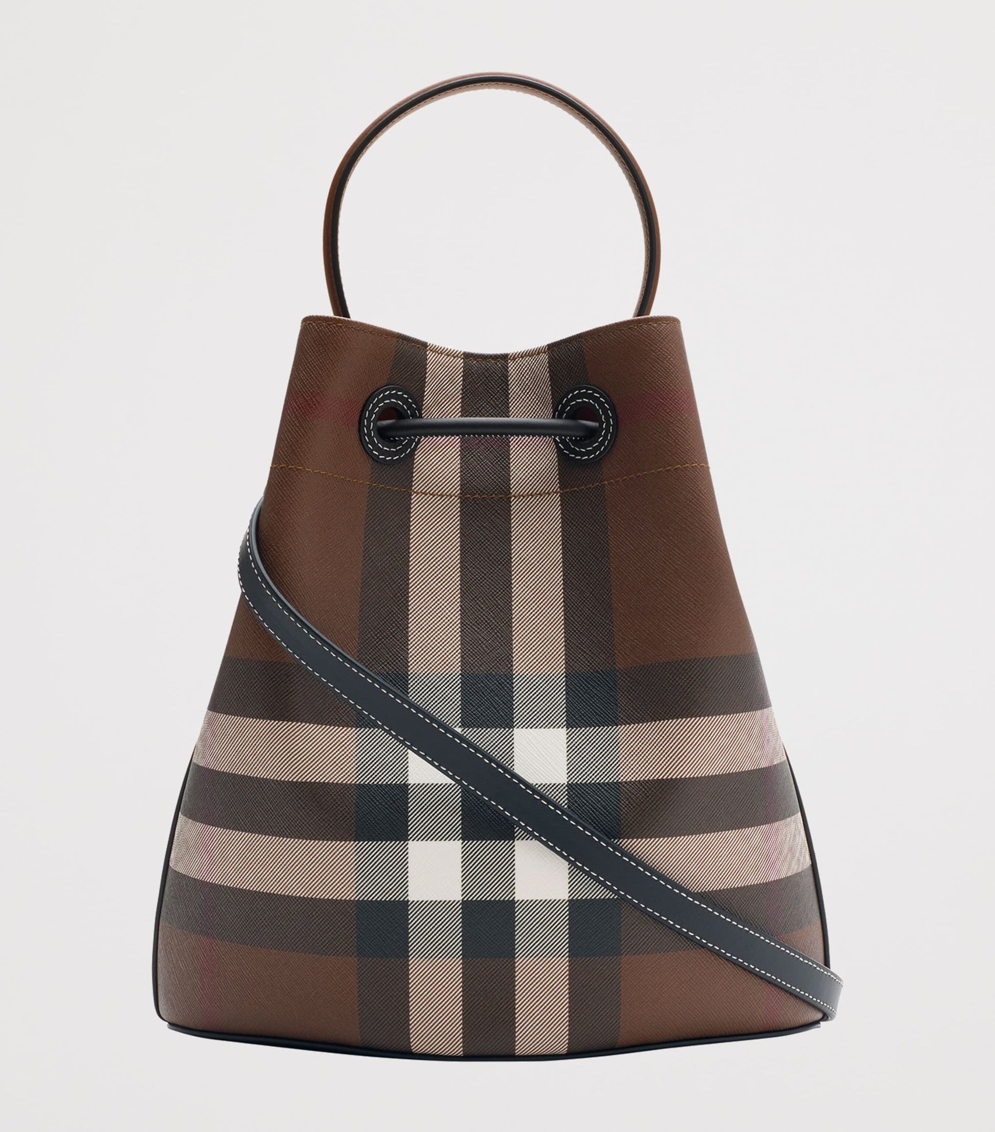 Burberry Brown Small Check Bucket Bag