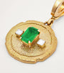 Small Yellow Gold, Diamond and Emerald Trio Coin Charm