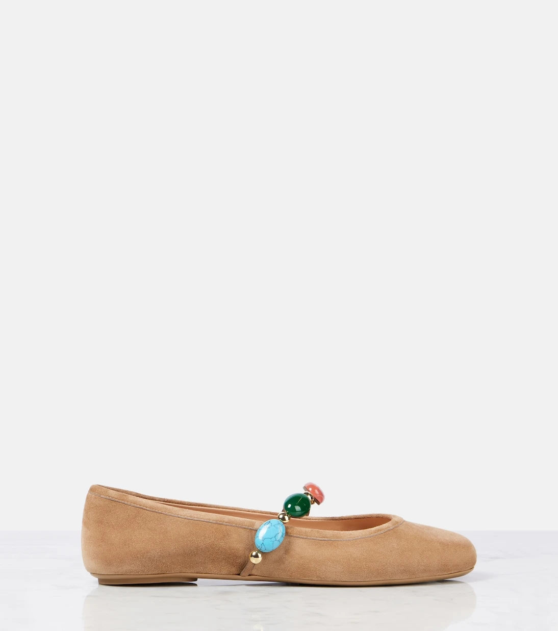 Gianvito Rossi - Shanti embellished suede ballet flats