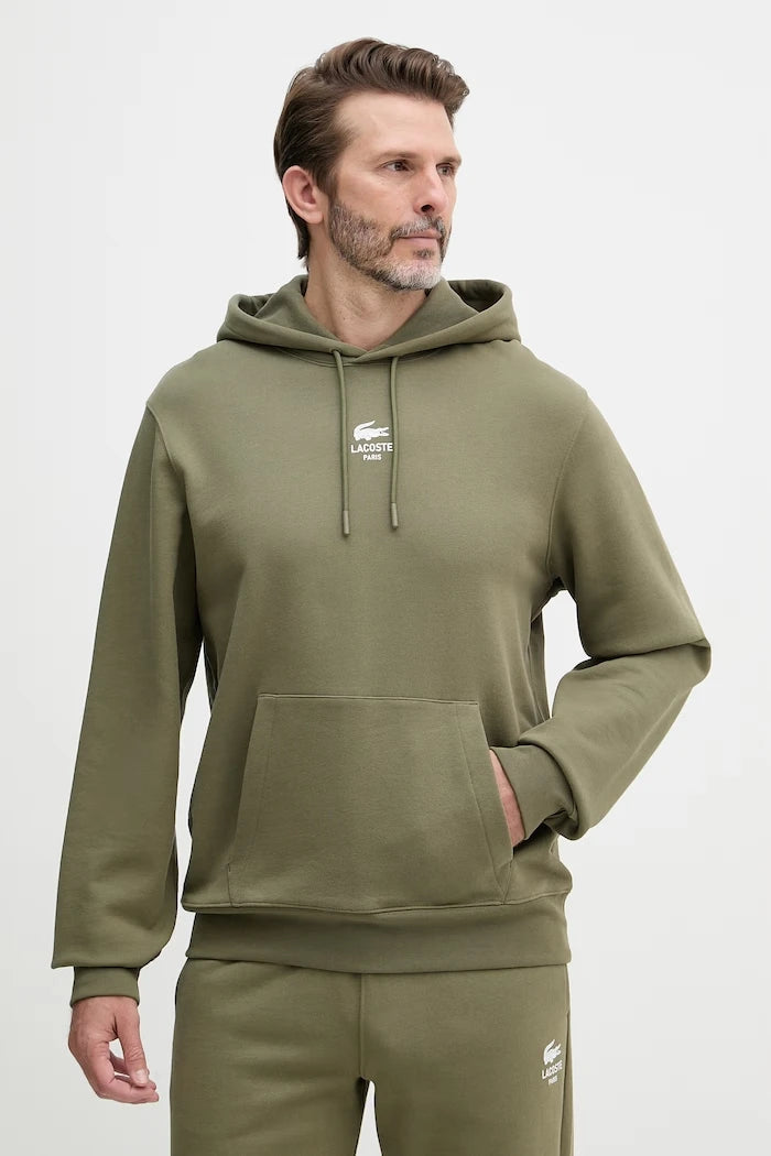 Pamuklu kapüşonlu Lacoste sweatshirt