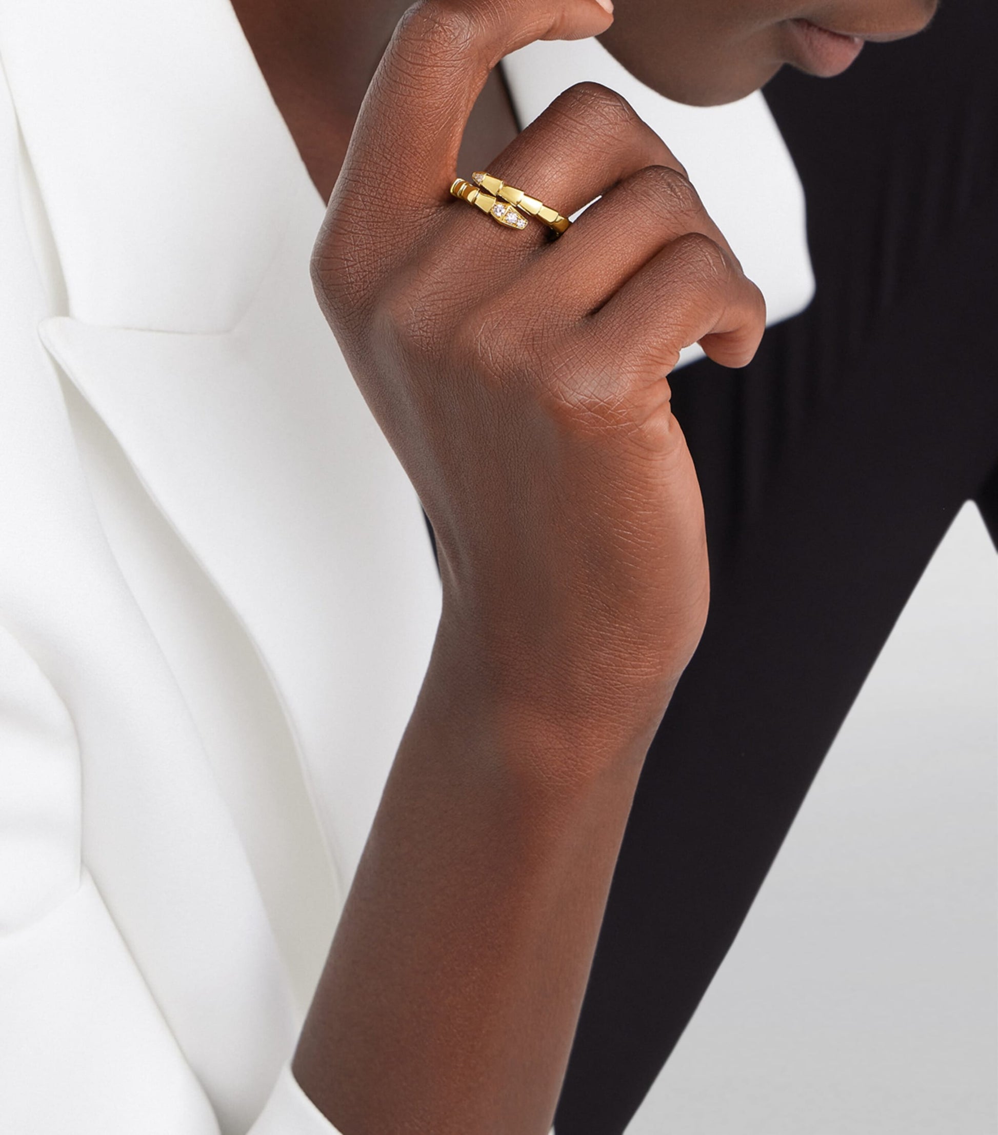 Bvlgari Yellow Gold and Diamond Serpenti Viper Ring