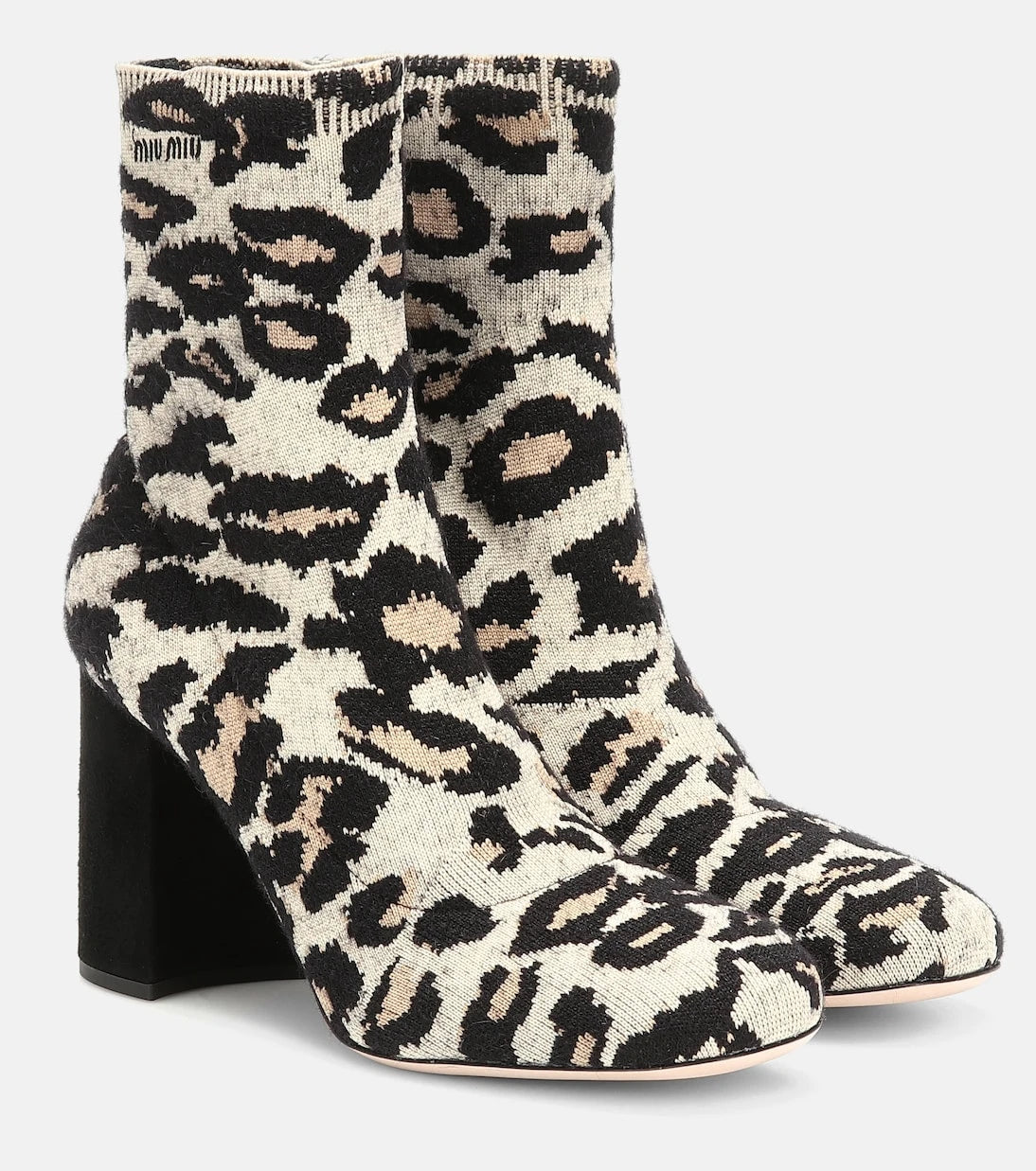 Miu Miu - Leopard-print jacquard ankle boots