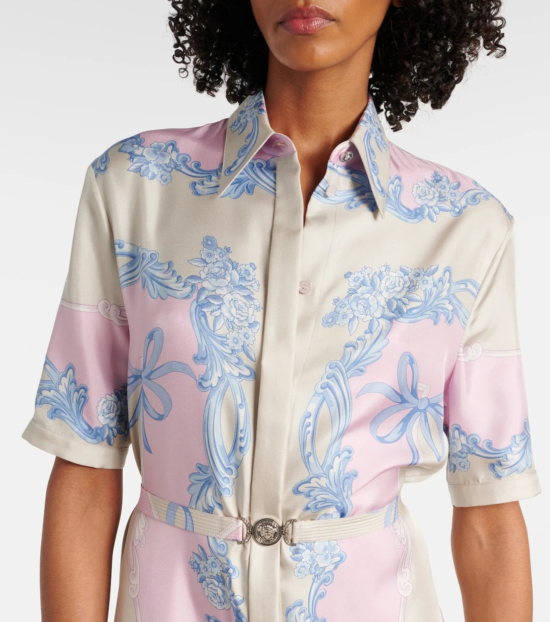Versace - Floral silk shirt dress